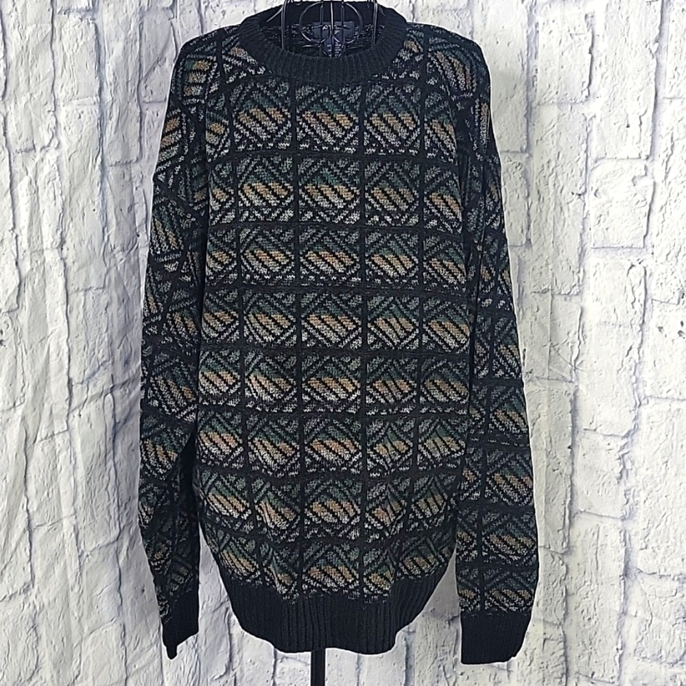 DOCKERS Multicolored Abstract Men's Pullover Sweater Large